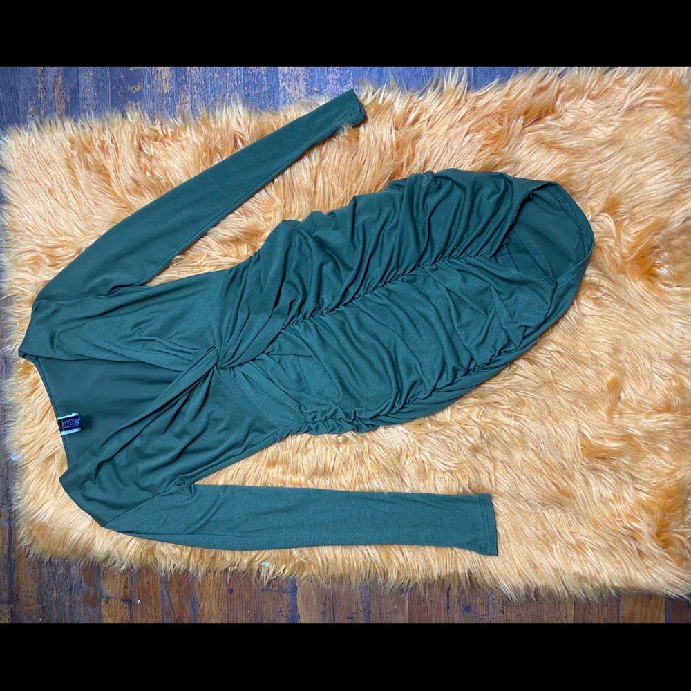 Dark green ruffled mini dress💚